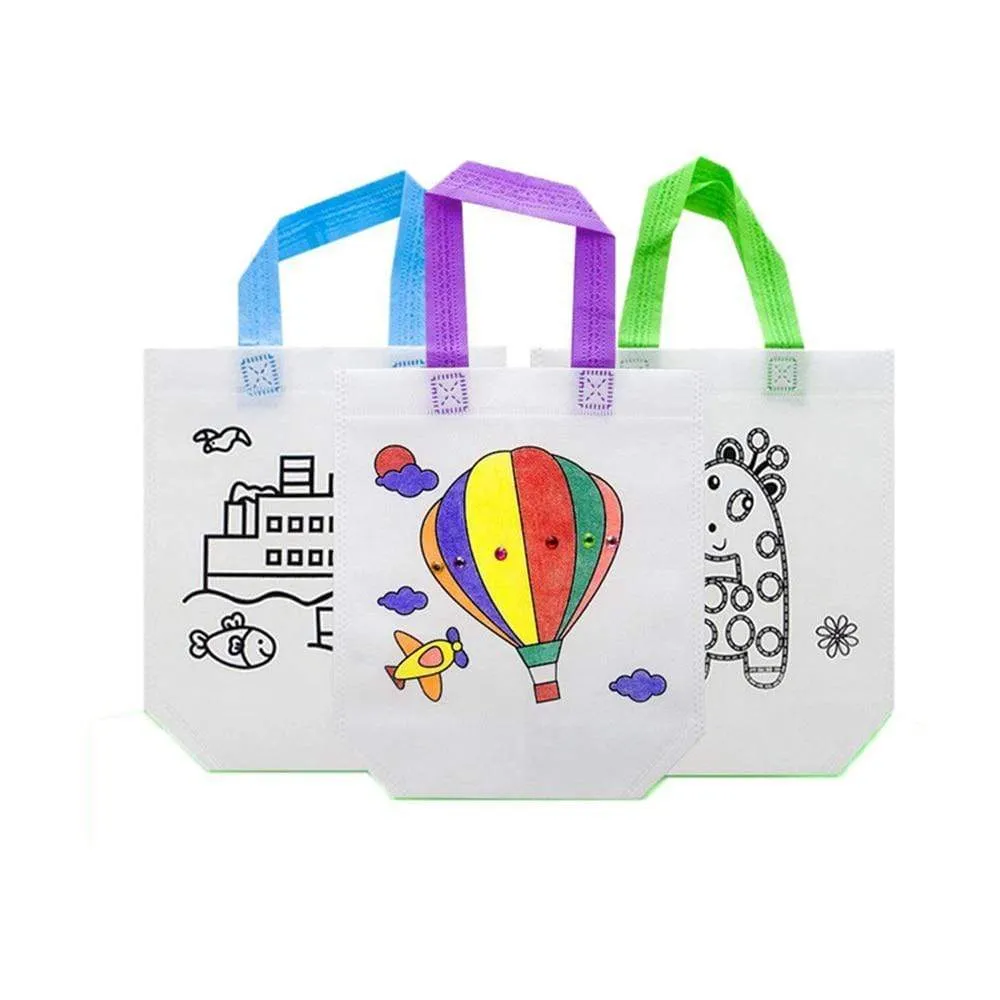 10Pcs Antistress Puzzles Educational Toy for Children DIY Eco-friendly Graffiti Bag Kindergarten Hand Painting Materials