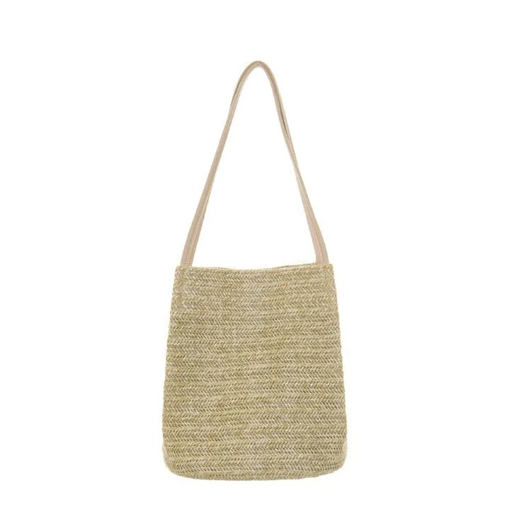 2020 New Summer Straw Bag For Women Holiday Casual Handbag Weaving Beach Bucket Shoulder Bags South