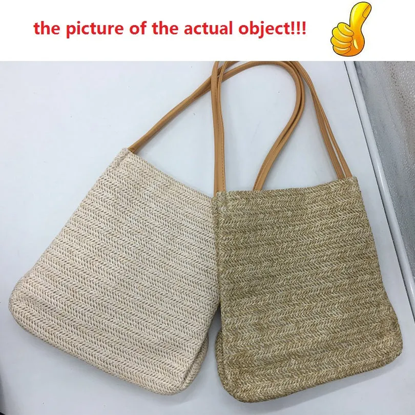 2020 New Summer Straw Bag For Women Holiday Casual Handbag Weaving Beach Bucket Shoulder Bags South