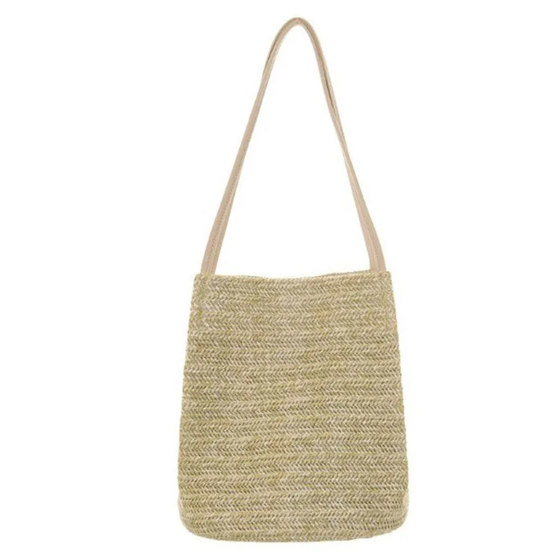 2020 New Summer Straw Bag For Women Holiday Casual Handbag Weaving Beach Bucket Shoulder Bags South