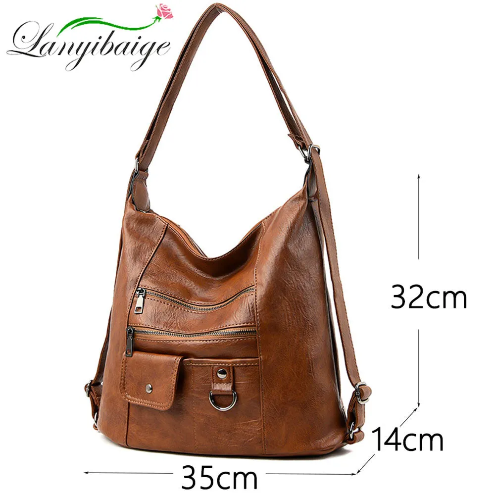 3In1 Women'S Bag Large Capacity Soft Pu Leather Handbag 2022 New Trend Ladies Shoulder Messenger Bag