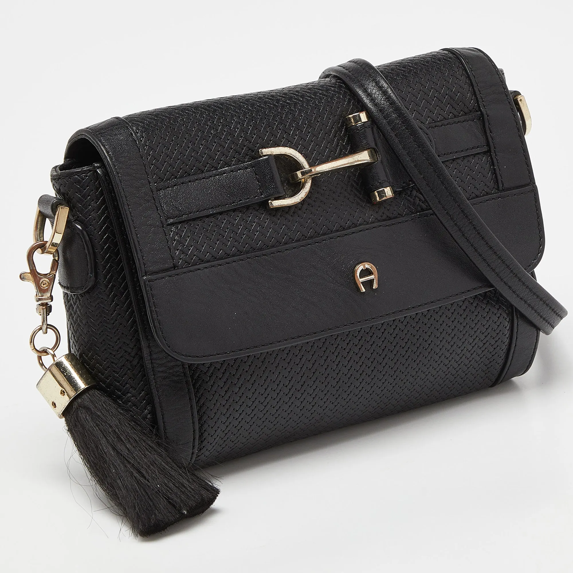 Aigner  Textured Leather Cavallina Crossbody Bag