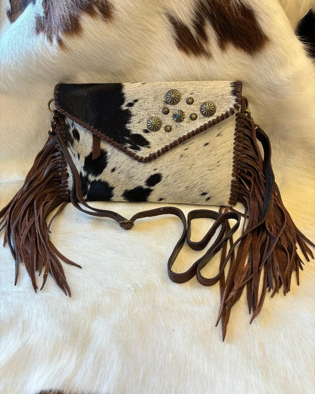 American Darling Hair On Cowhide Fringe Crossbody Purse ADBGA388