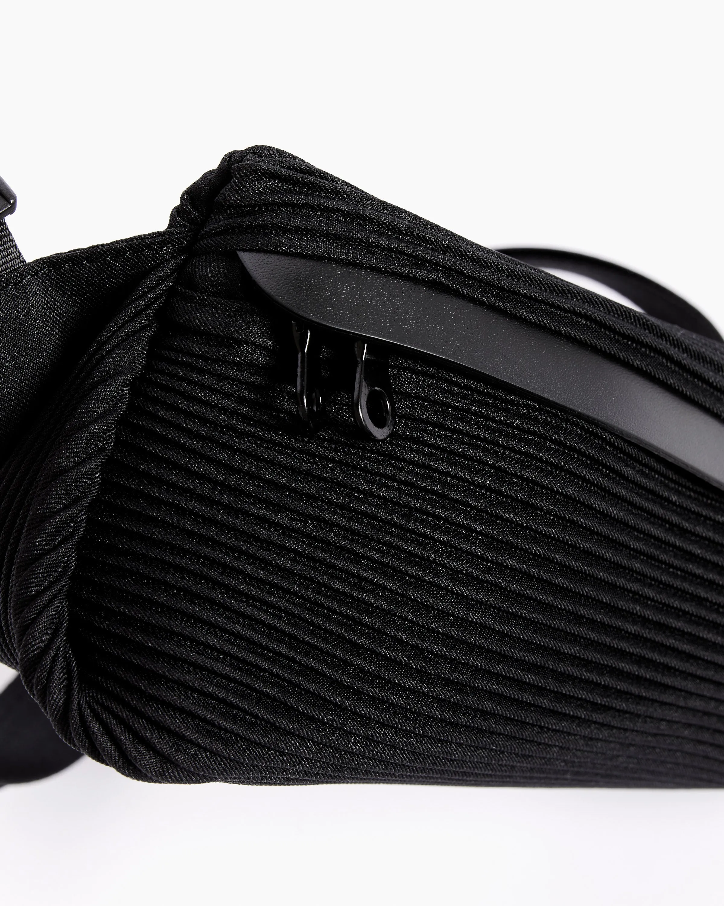 Bias Pleats Waist Bag in Black