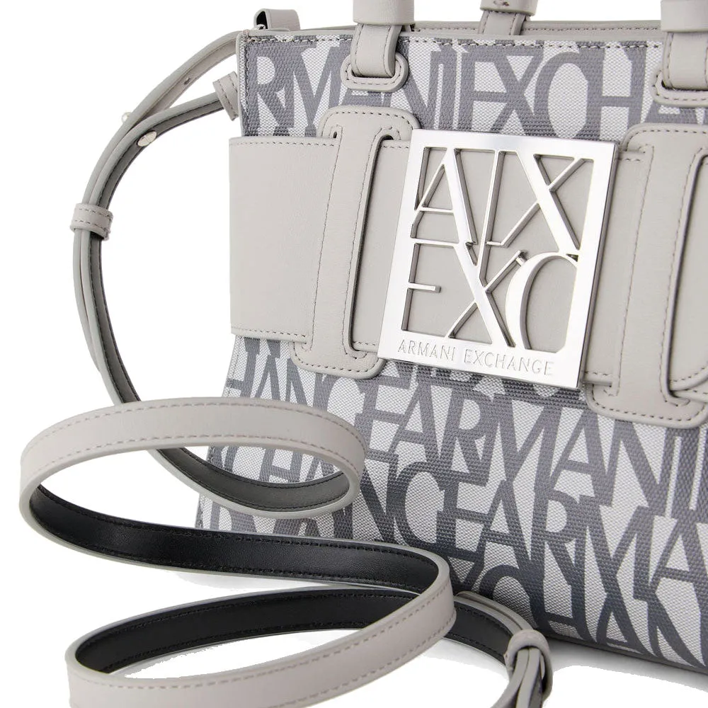 Borsa Donna a Mano con Tracolla ARMANI EXCHANGE colore Off White - Grey Misura Piccola