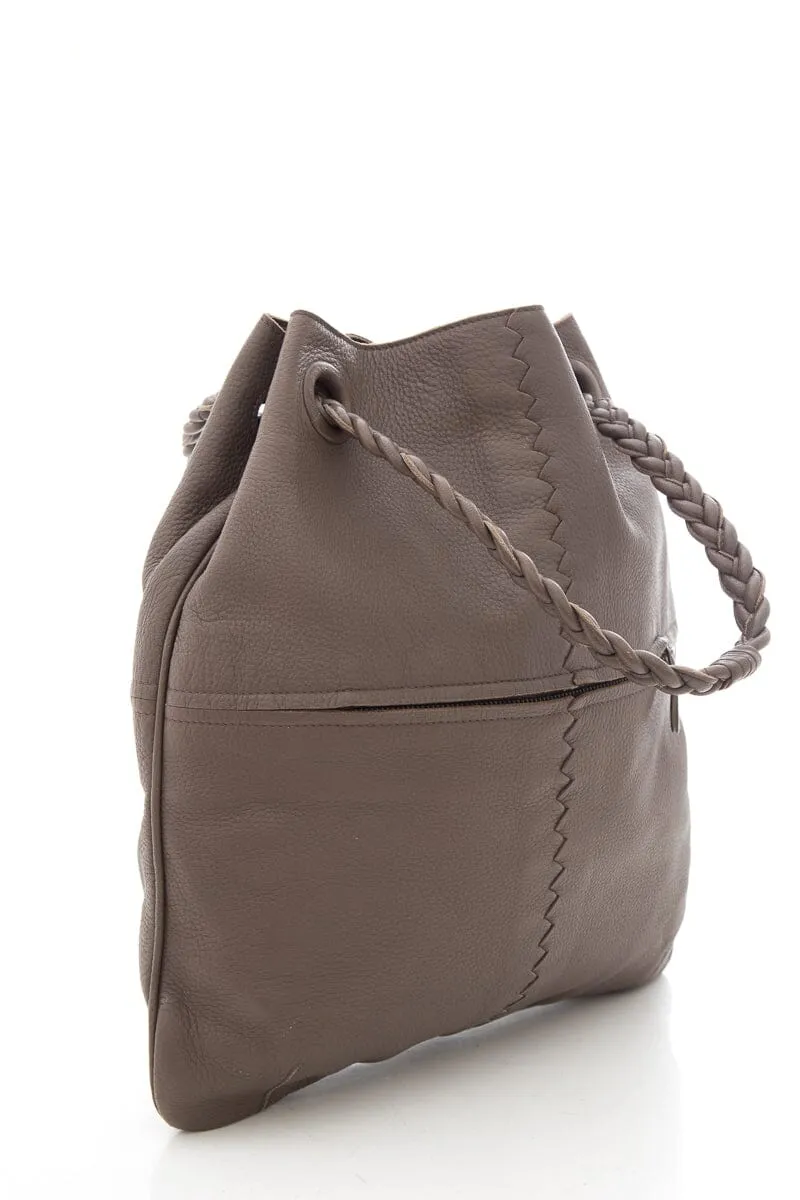 Bottega Veneta Grey Leather Tote Handbag