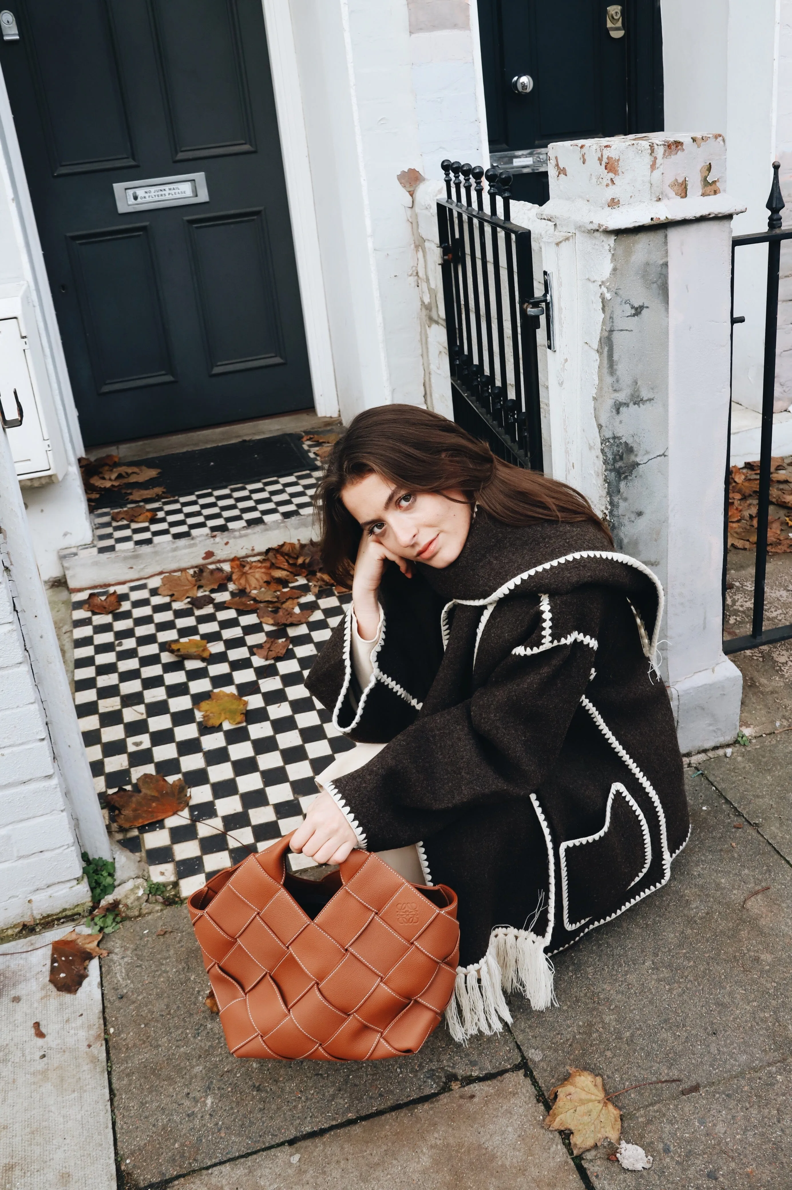 Brown Surplus leather woven basket bag