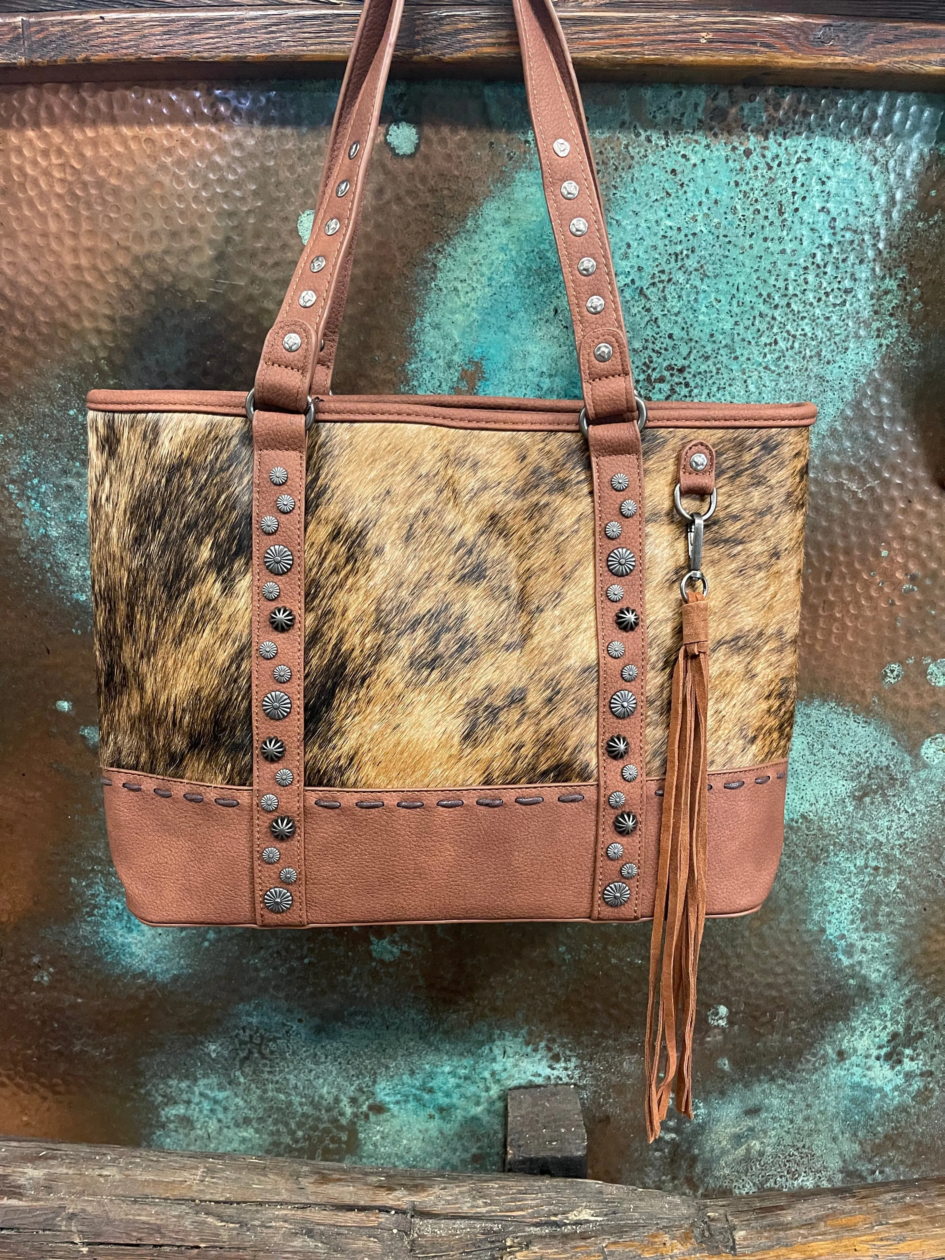 Brown Wide Get along Cowhide TOTE