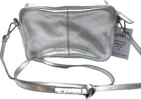 Caroline Gardner Metallic Silver Leather Camera Bag