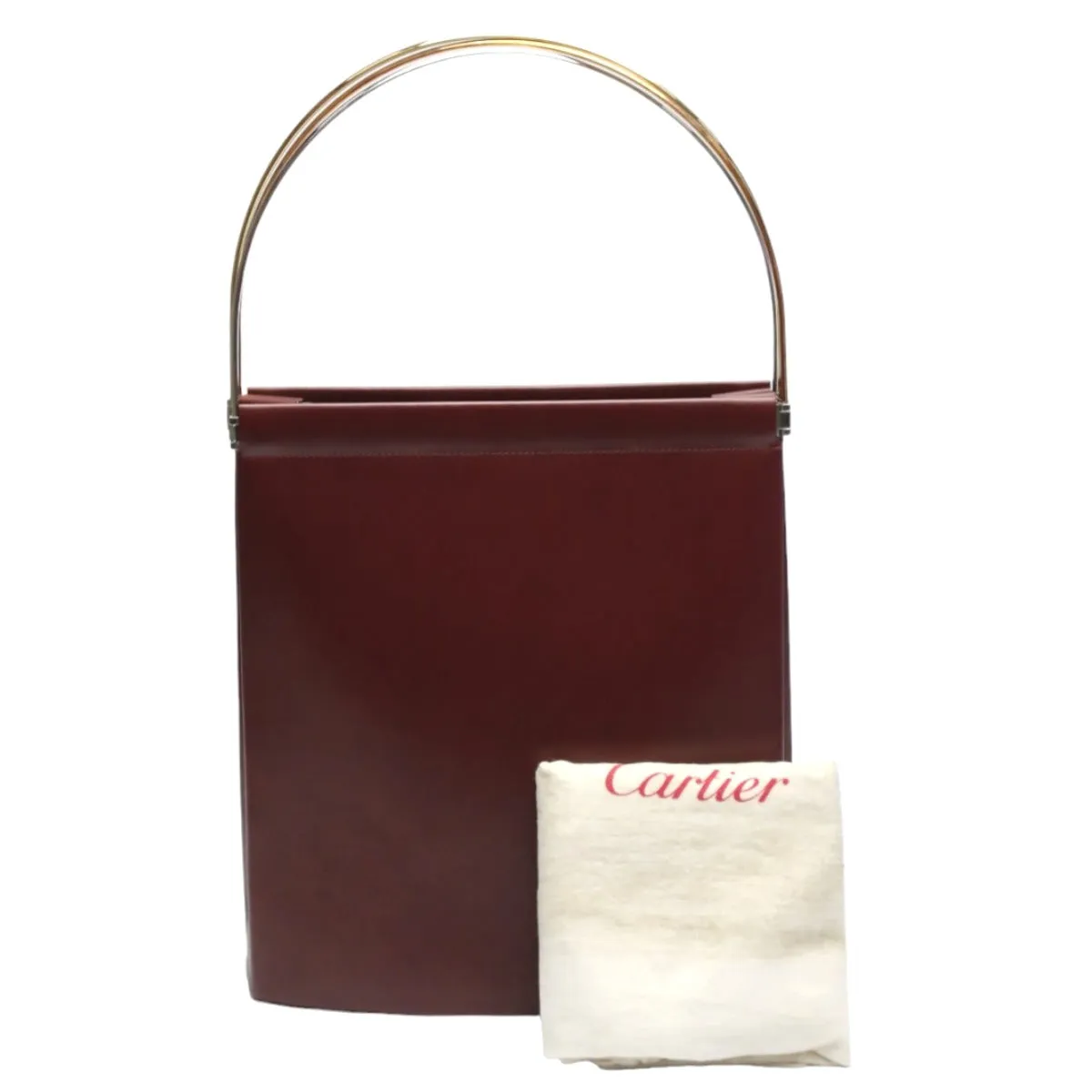 CARTIER Handbag Calfskin Bordeaux Handbag Trinity Women Used Authentic