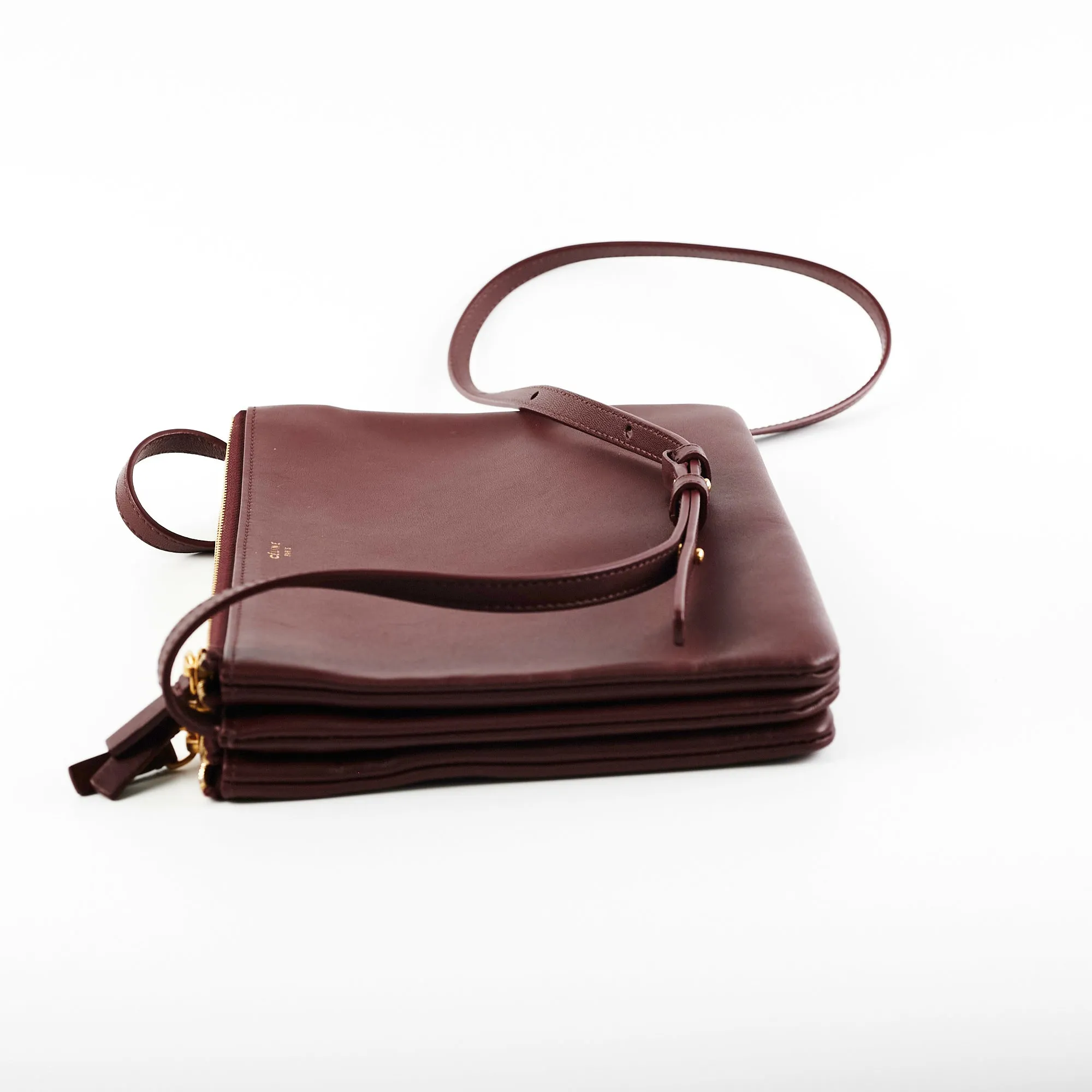 Celine Trio Burgundy Crossbody Bag