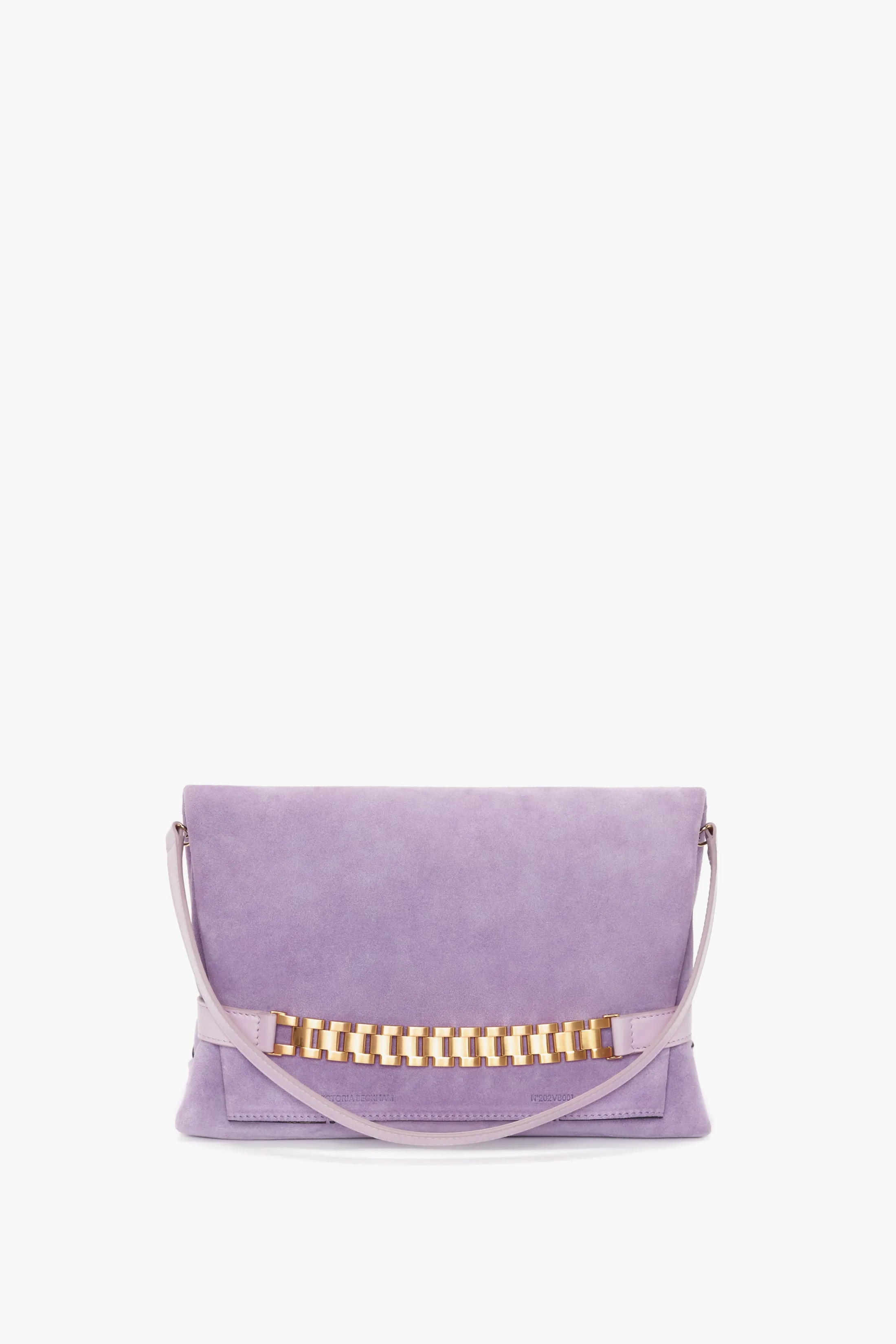 Chain Pouch with Strap in Lilac Suede