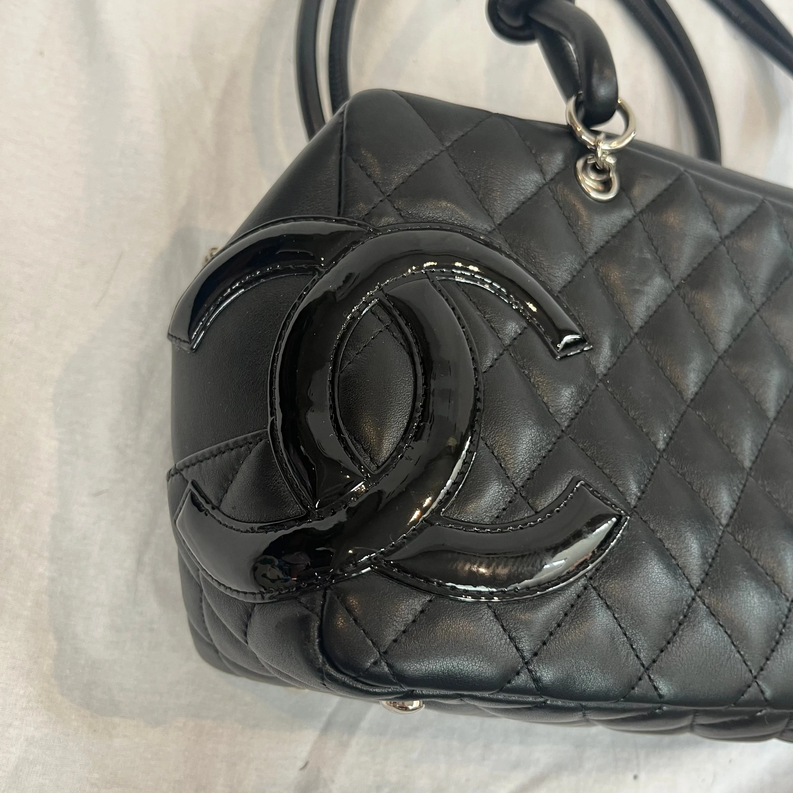 Chanel Cambon Ligne Bowler Bag in Quilted Black Calfskin Leather 2006-8