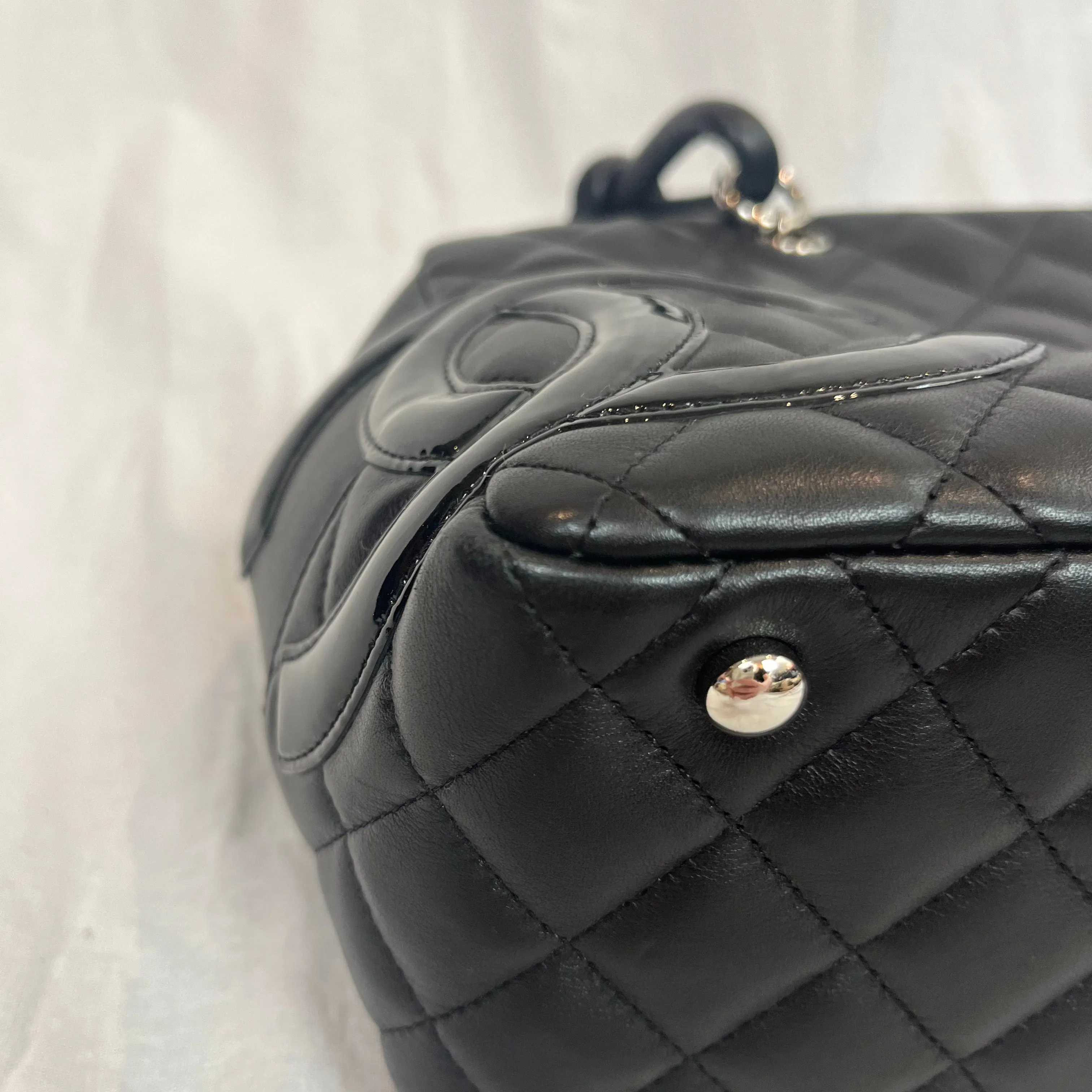 Chanel Cambon Ligne Bowler Bag in Quilted Black Calfskin Leather 2006-8