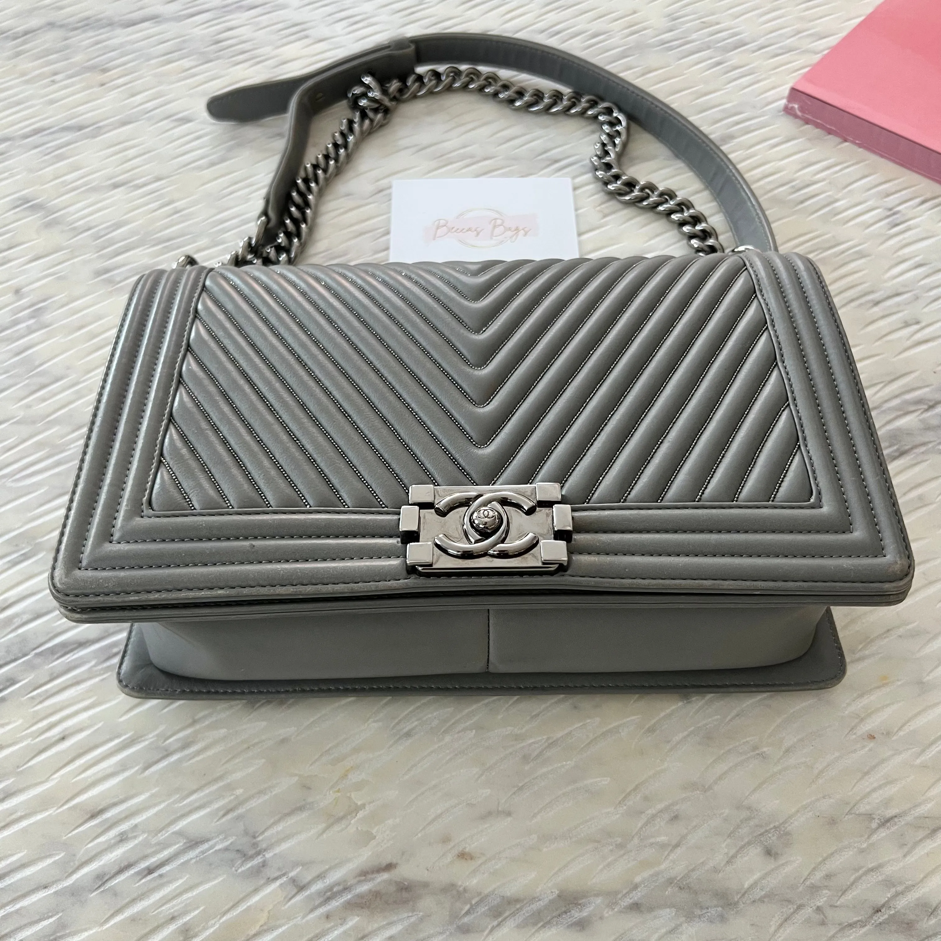 Chanel Embellished Chevron Boy Bag