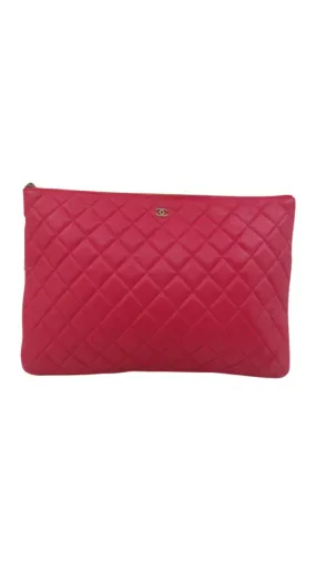 CHANEL Matelasse O Clutch Bag in Bright Pink