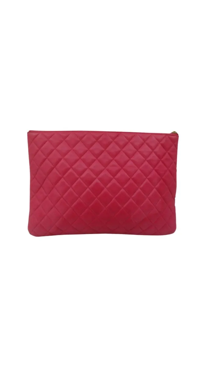 CHANEL Matelasse O Clutch Bag in Bright Pink