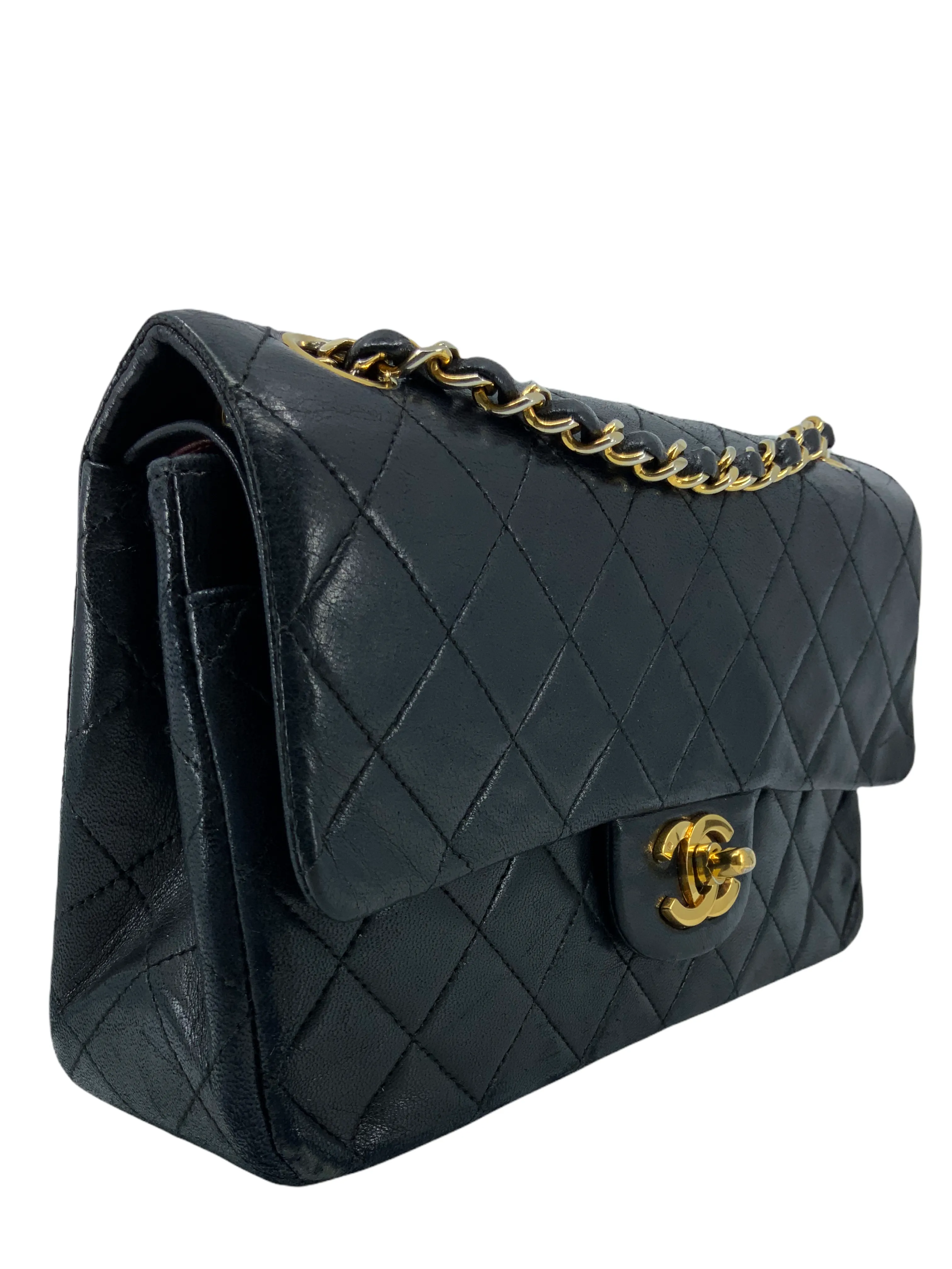 Chanel Vintage Quilted Lambskin Small Classic Double Flap Bag