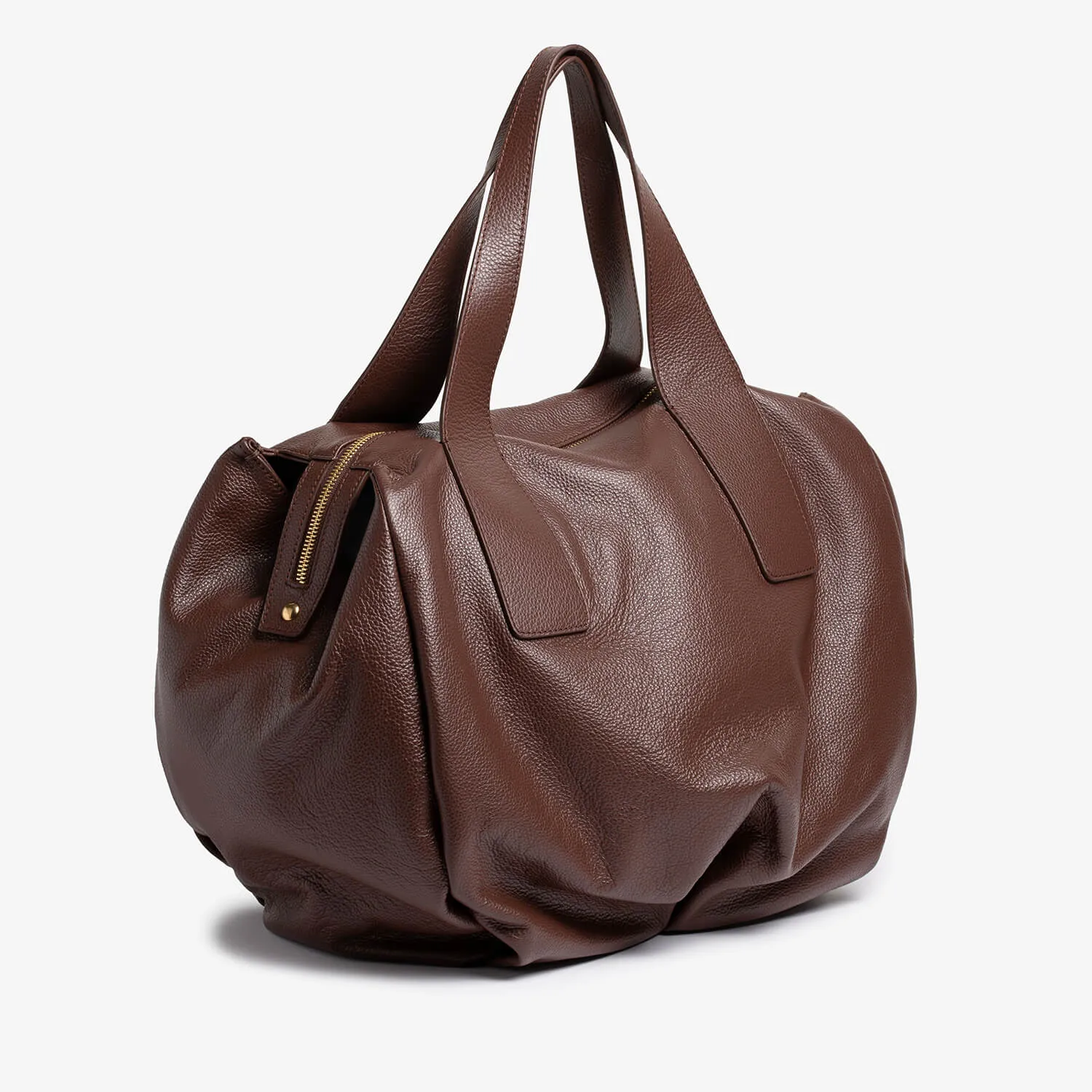 Chocolate drummed calfskin Victoria bag