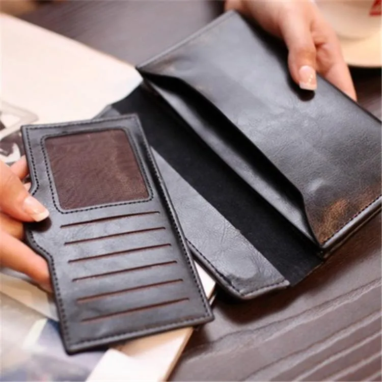 Genuine Leather Women Long Wallet With Magnetic Closure