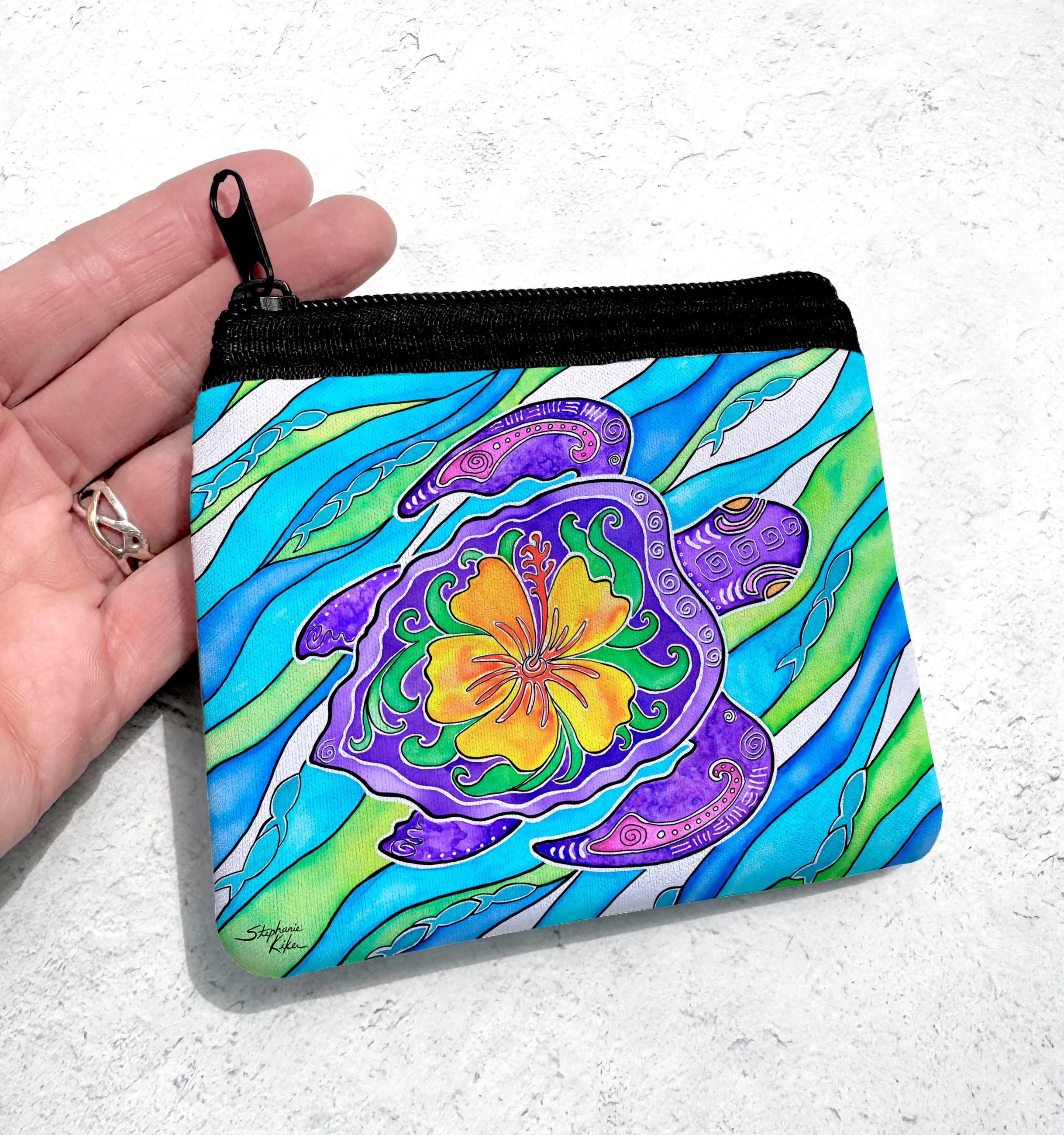 Hibiscus Turtle Coin Bag