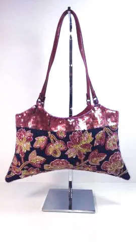 JAMIN PUECH Beaded Flower Purse with Sequin Accents