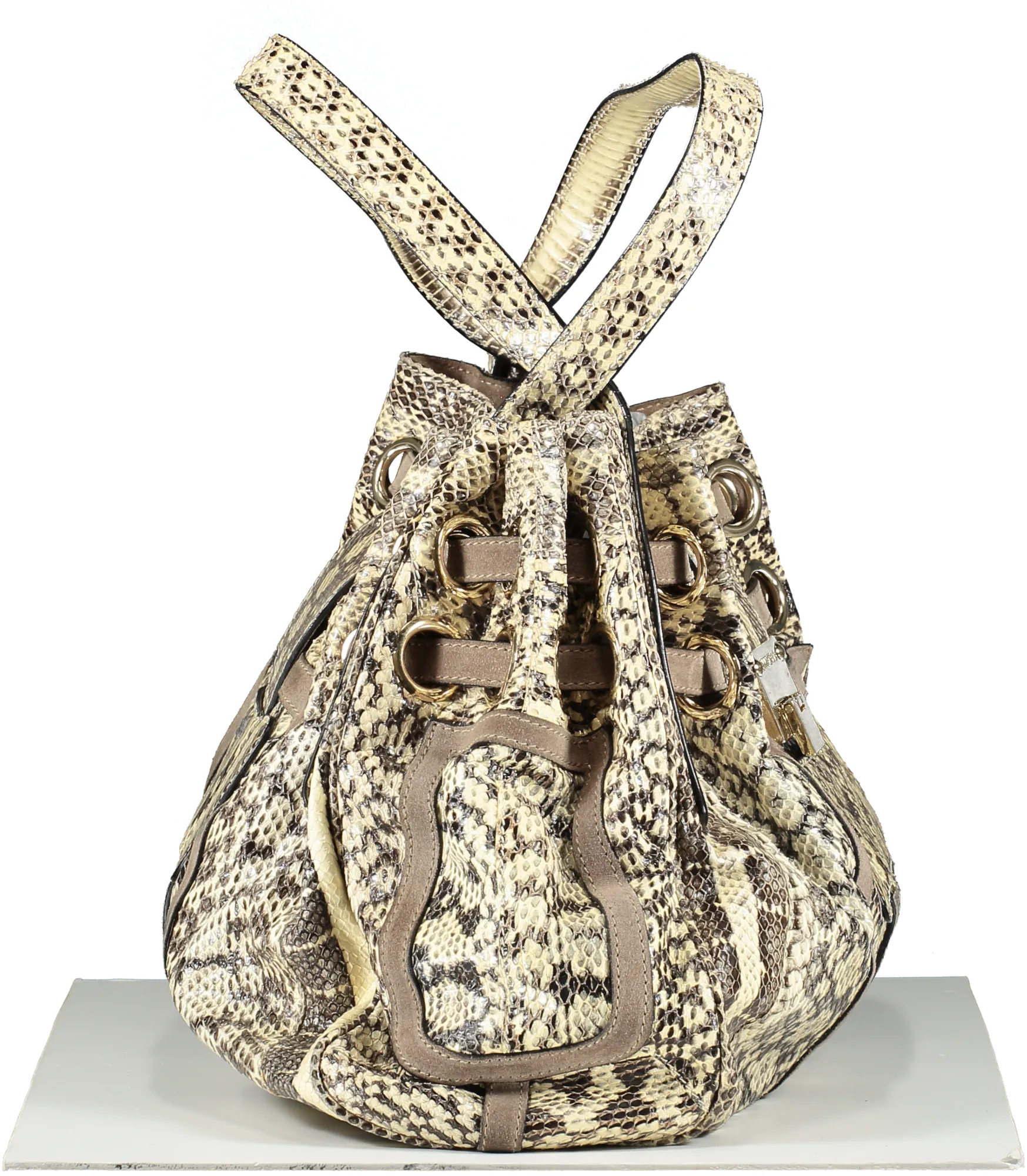 Jimmy Choo Beige Riki Snakeskin Hobo Handbag