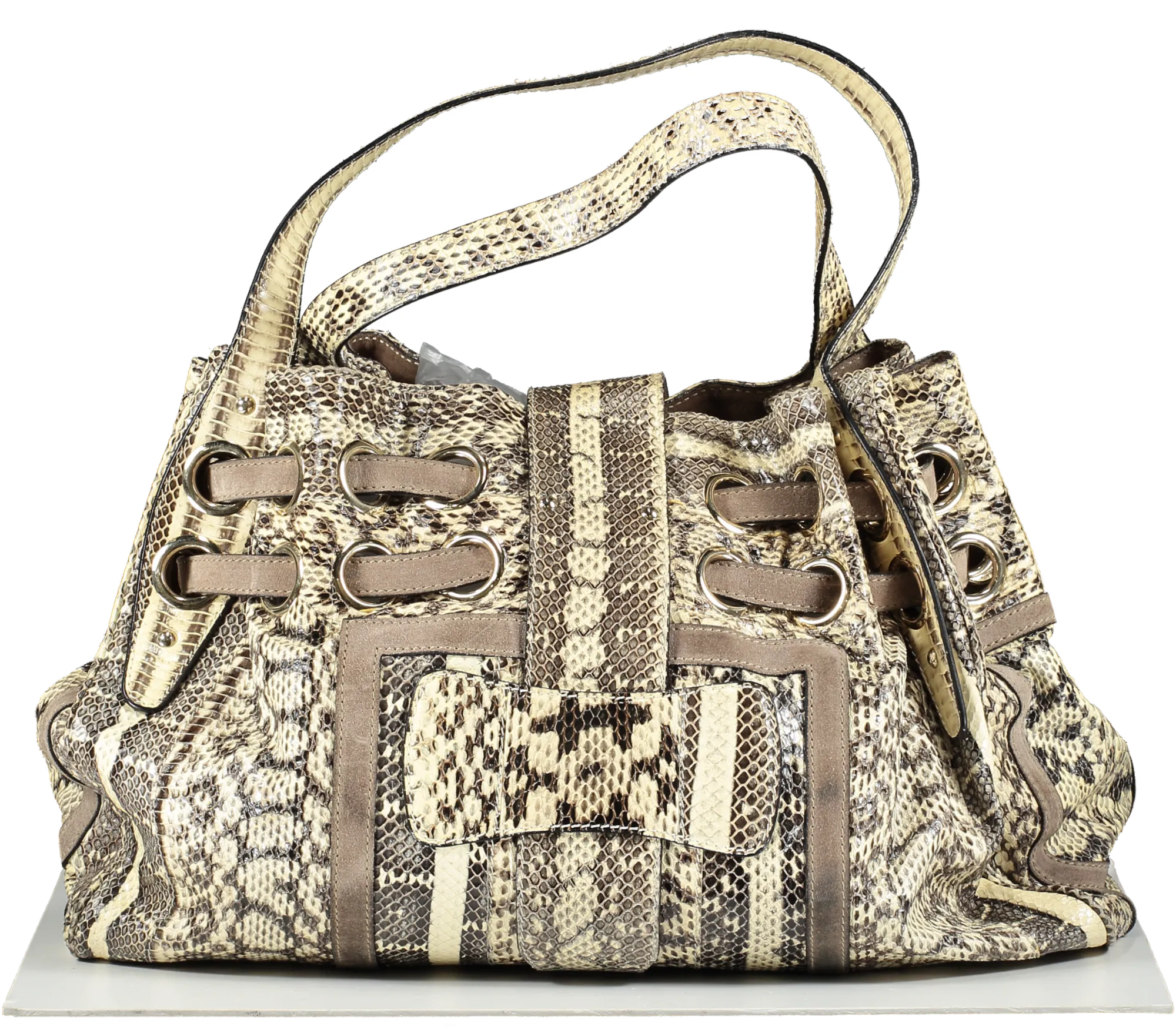 Jimmy Choo Beige Riki Snakeskin Hobo Handbag