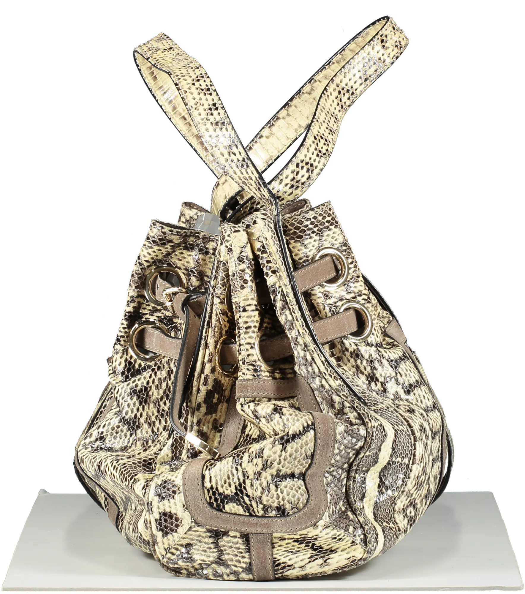 Jimmy Choo Beige Riki Snakeskin Hobo Handbag