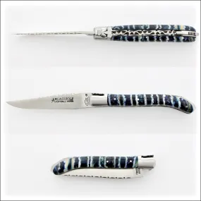 Laguiole XS 9 cm Guilloche Fossilized Mammoth Tooth - Midnight Blue