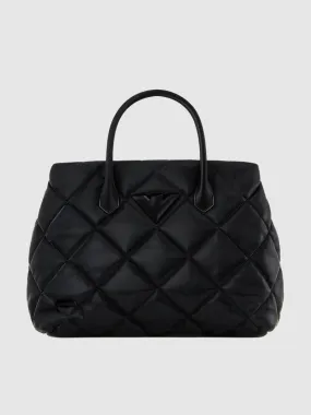 Large handbag in wet-look shiny quilted nylon EA