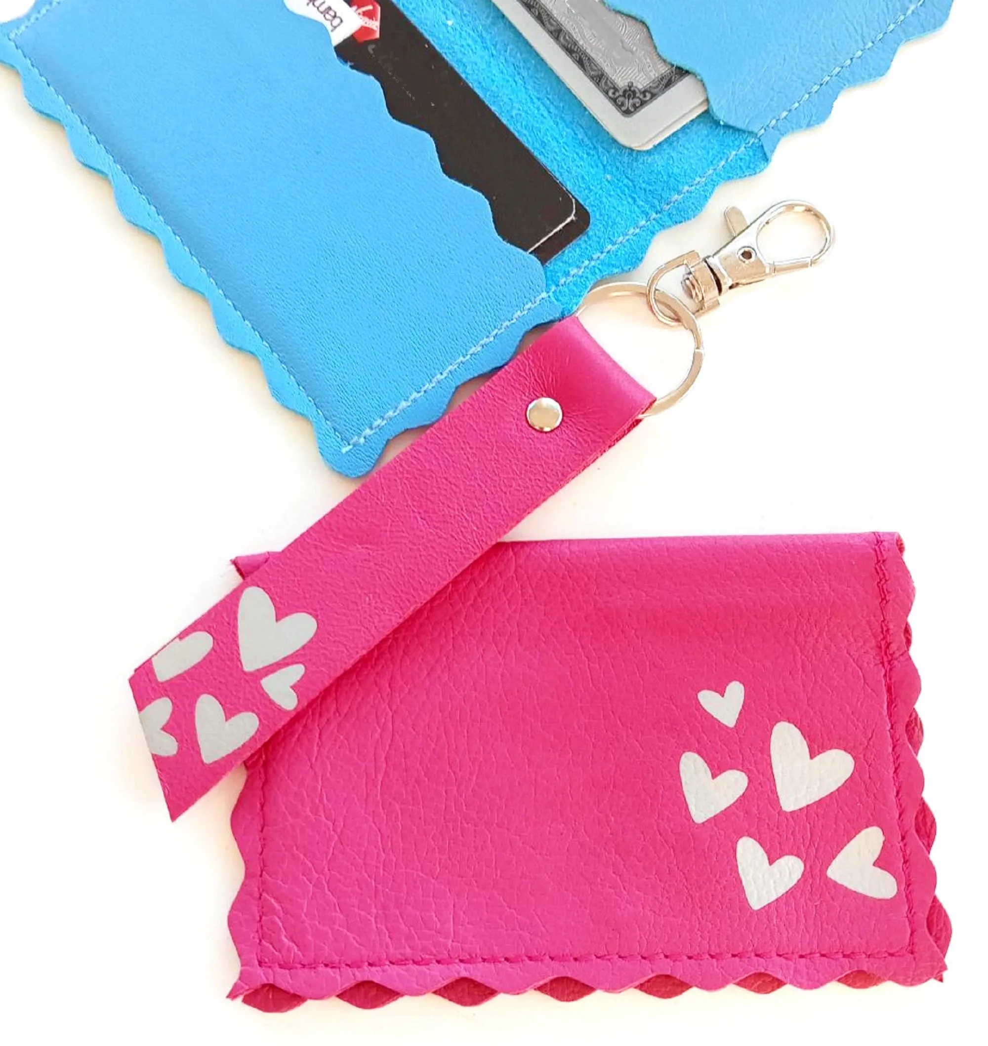 Leather Mini Wallet | Card Holder With Hearts