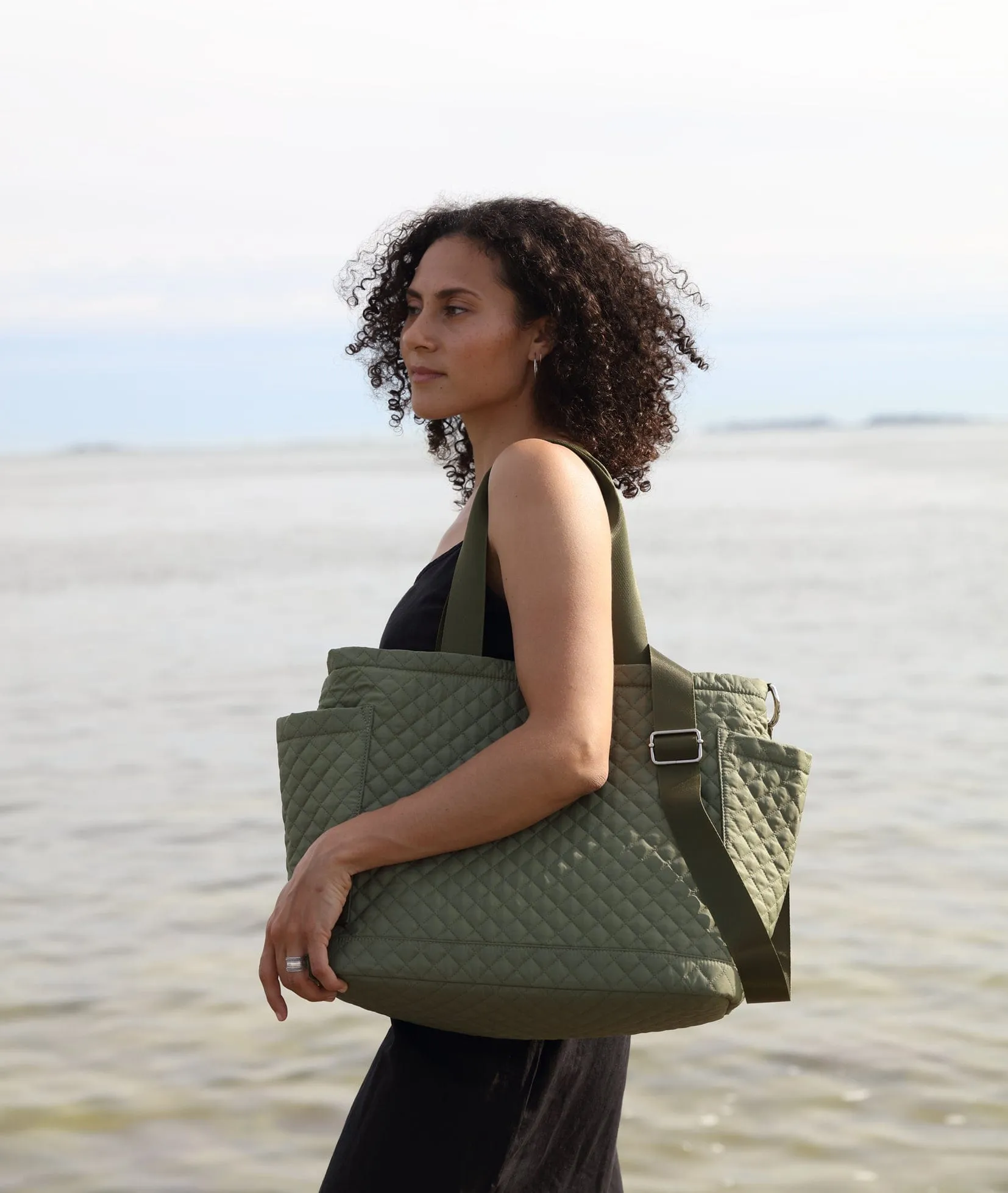 Lily ECONYL Vegan Changing Tote Bag | Olive