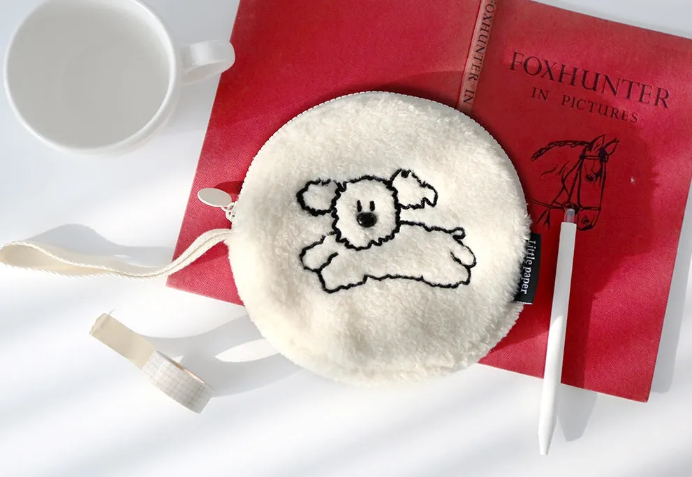 Little Peper Boucle Rounded Circle Pouches Cute Characters Purses Handbags Soft Shearling Card Cosmetics Wrist strap Wallets