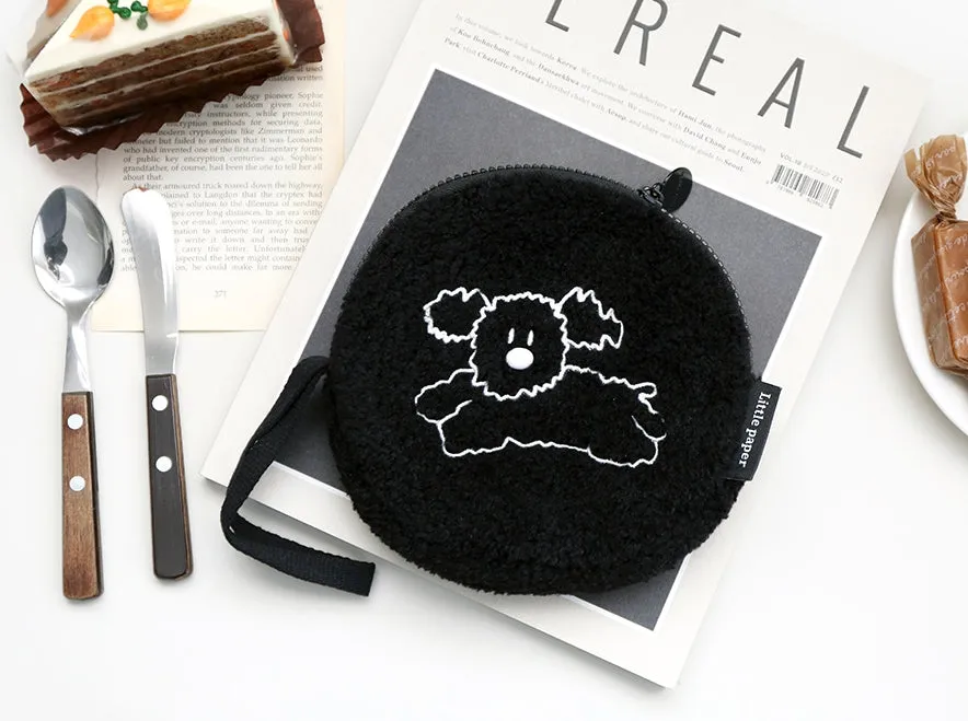 Little Peper Boucle Rounded Circle Pouches Cute Characters Purses Handbags Soft Shearling Card Cosmetics Wrist strap Wallets