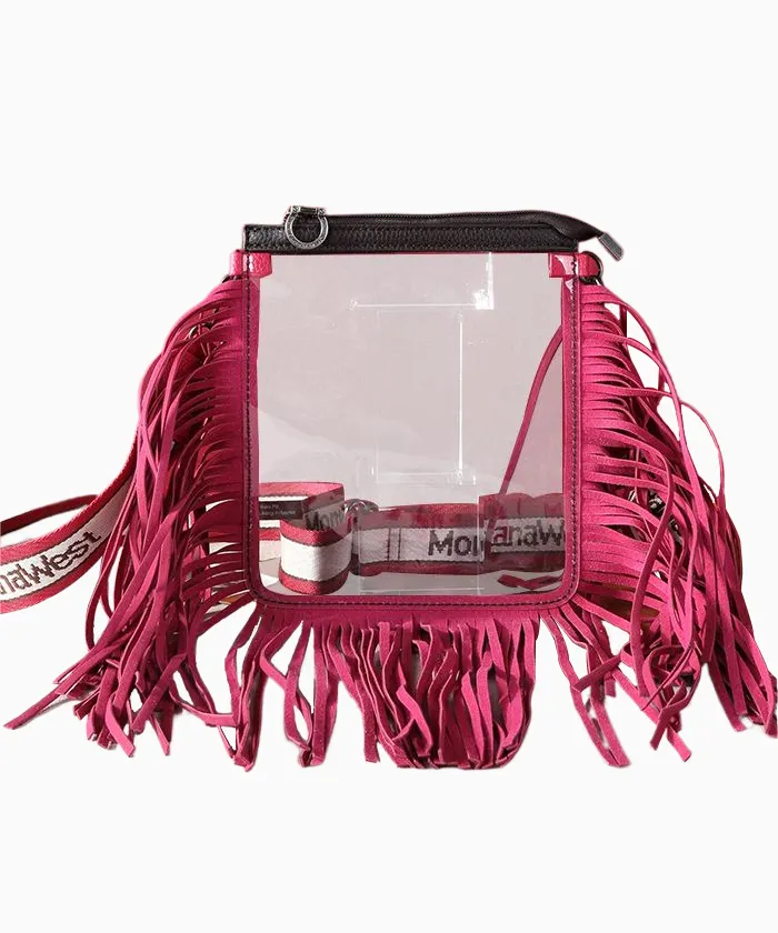 Montana West Western Fringe Clear Stadium Crossbody Bag