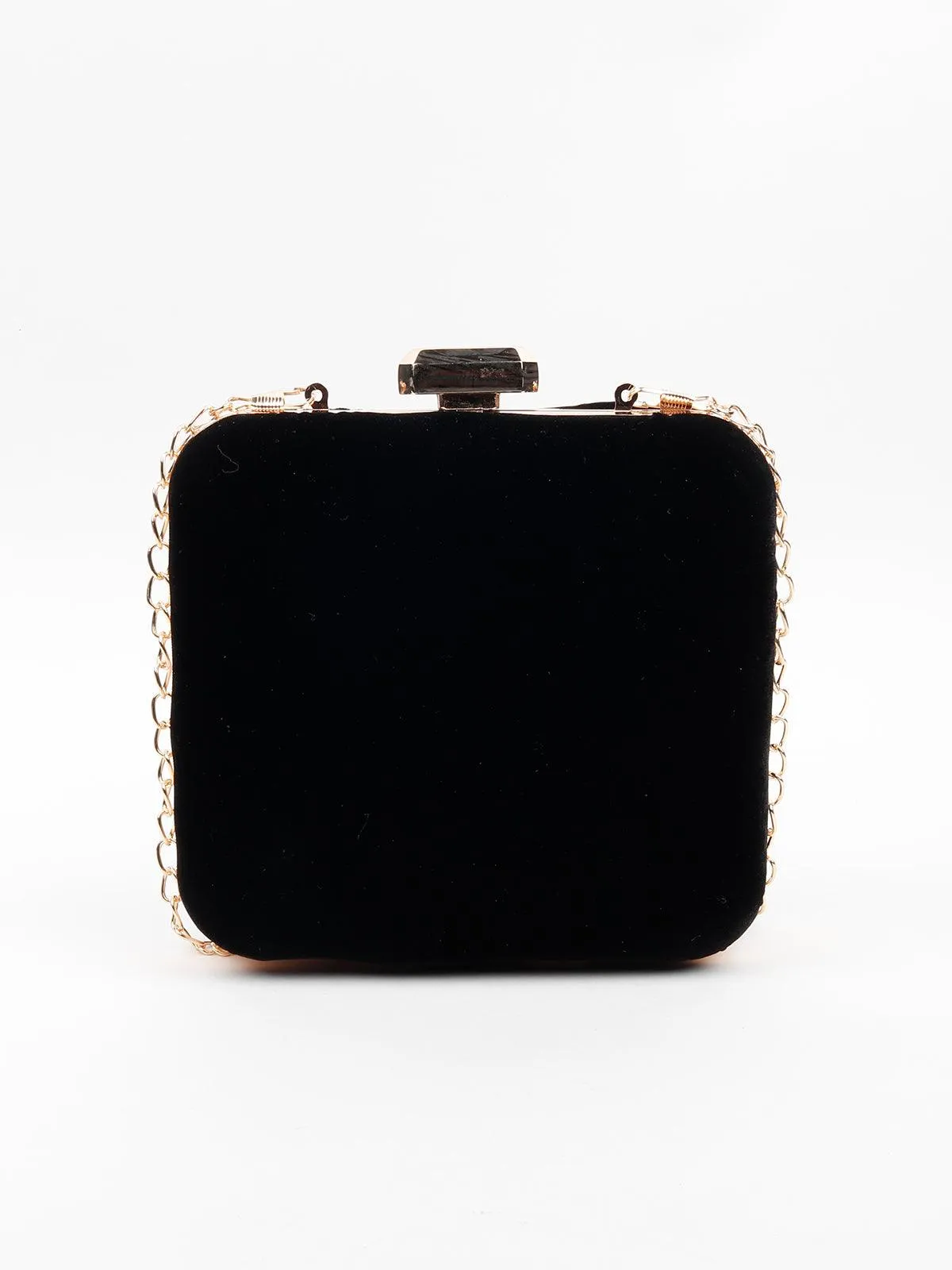 Odette Black Suede Clutches For Women