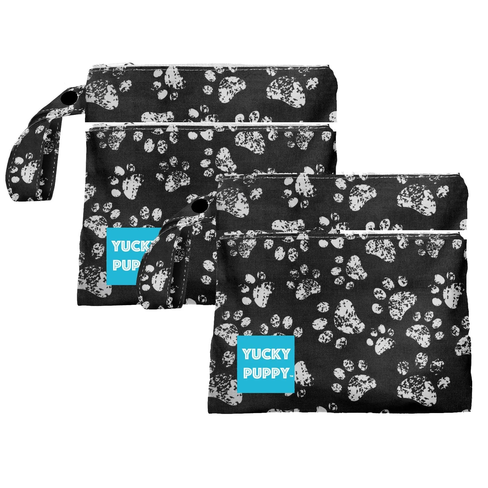 Paw Print TWO POCKET Yucky Puppy Poop Bag Holders (Set of 2)