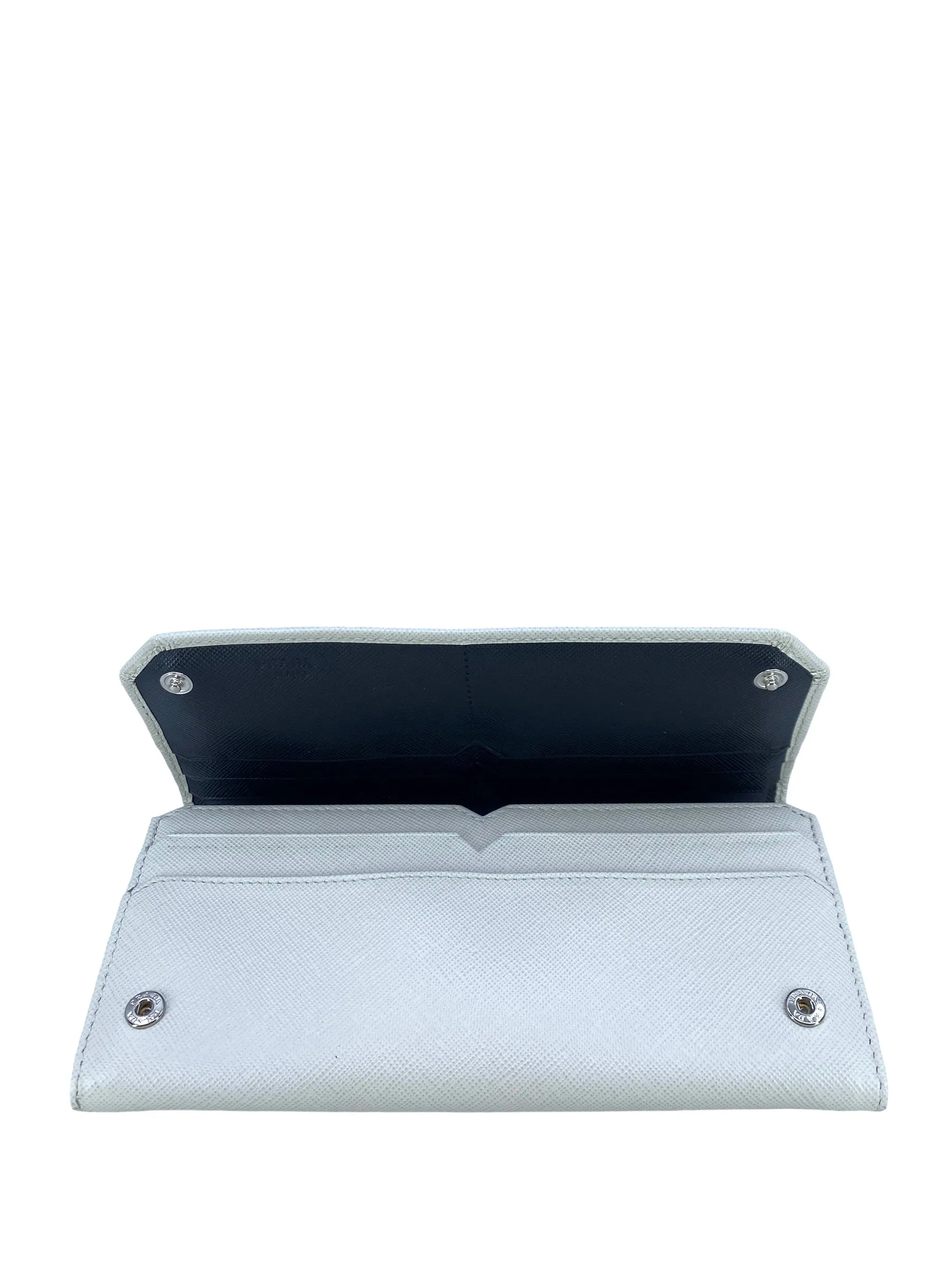 Prada White Saffiano Leather Flap Wallet