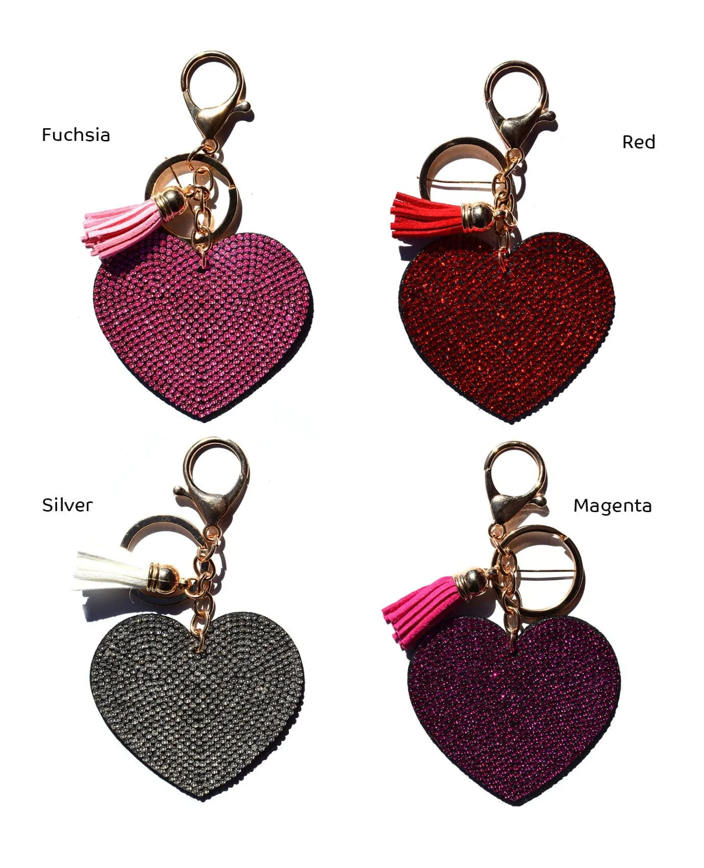 Rhinestones Heart Keychain