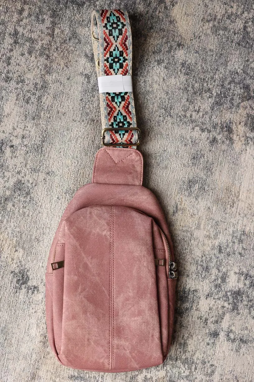 Rose Tan Vintage Crossbody Bag