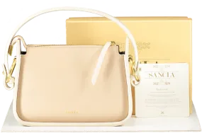 Sancia Beige The Aura Mini Almond Leather Handbag