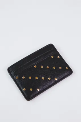 Steven Studded Card Case, Black | FOSSIL