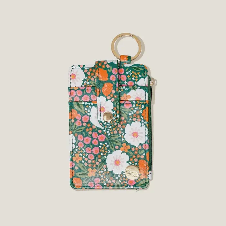 Sweet Meadow Dark Green and Orange Keychain Wallet