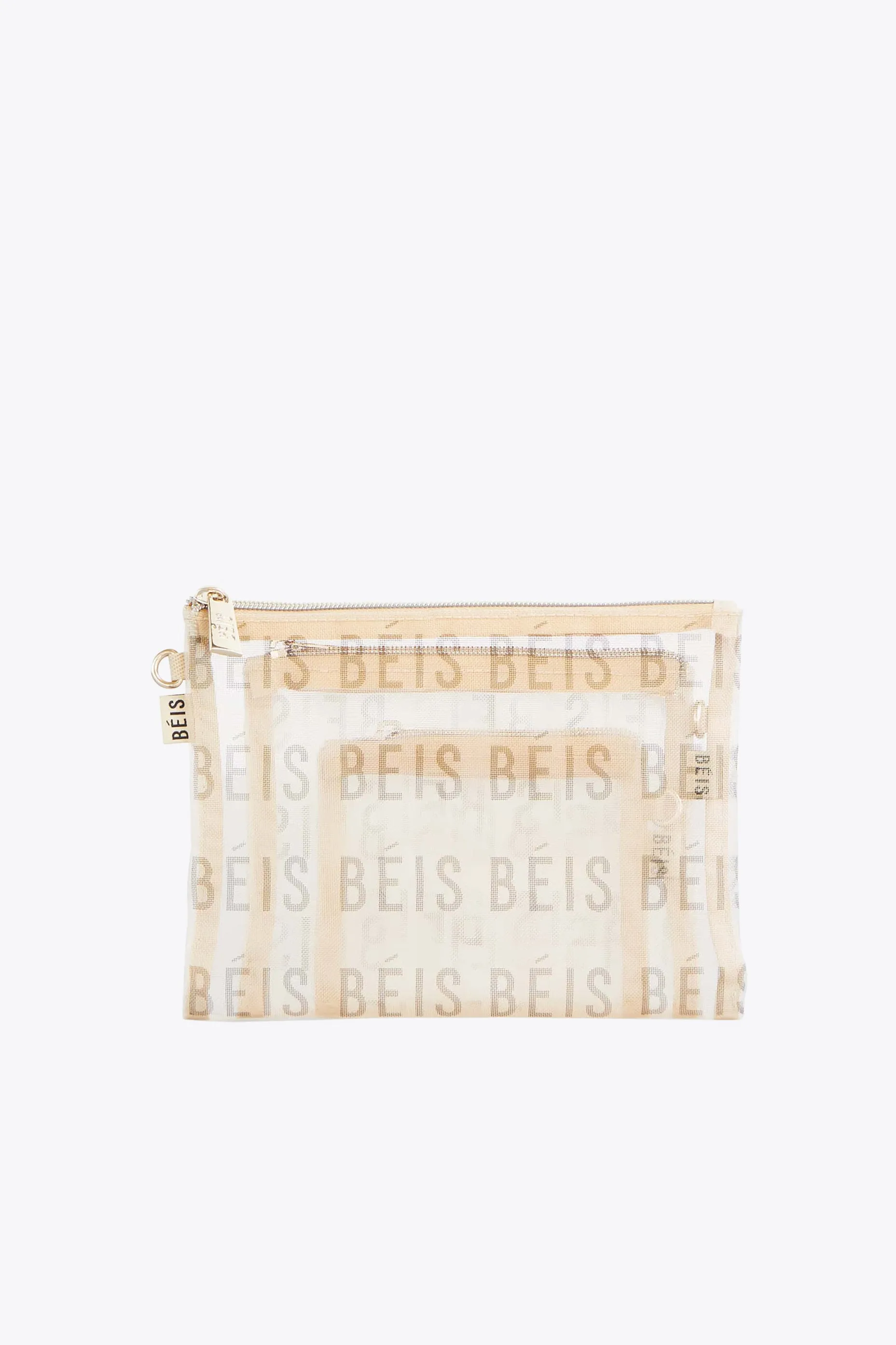 The Mesh Pouch Trio in Beige