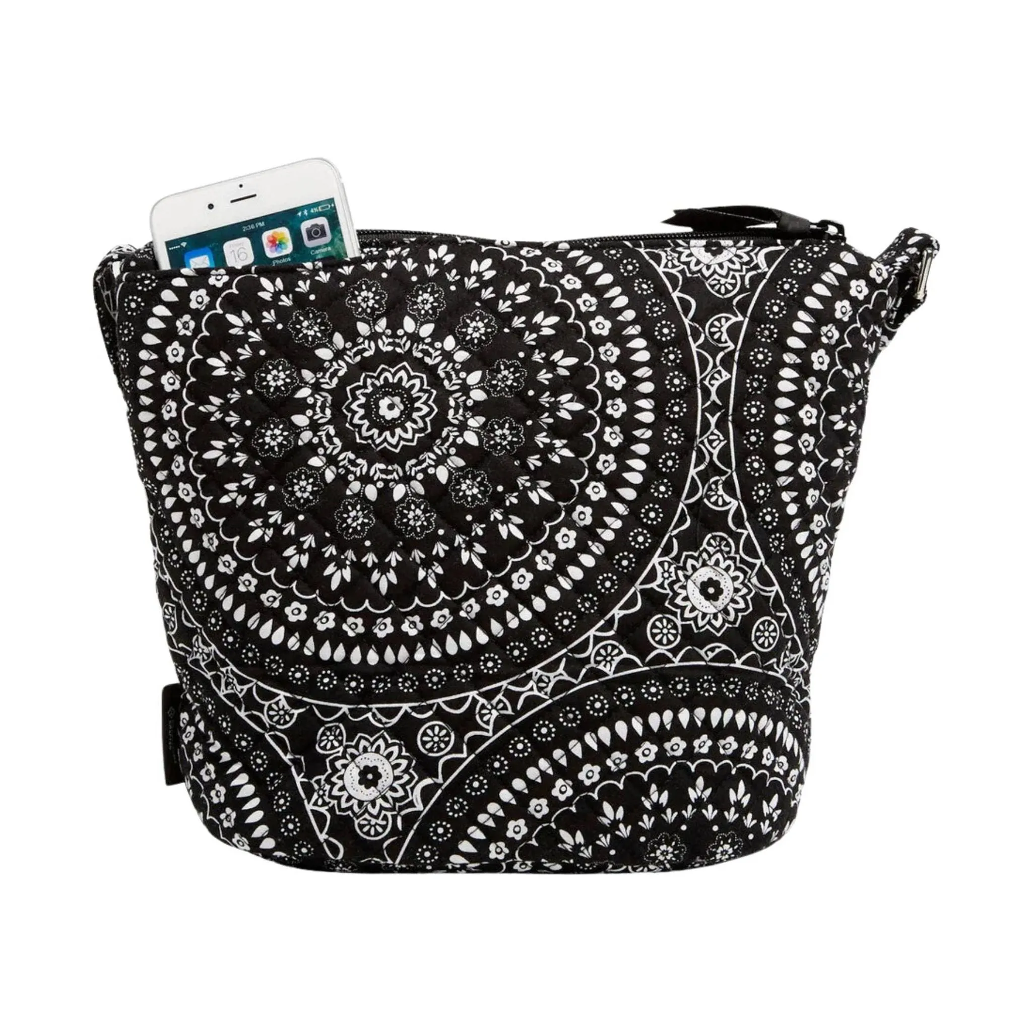 Vera Bradley Bucket Crossbody Bag - Black Bandana Medallion