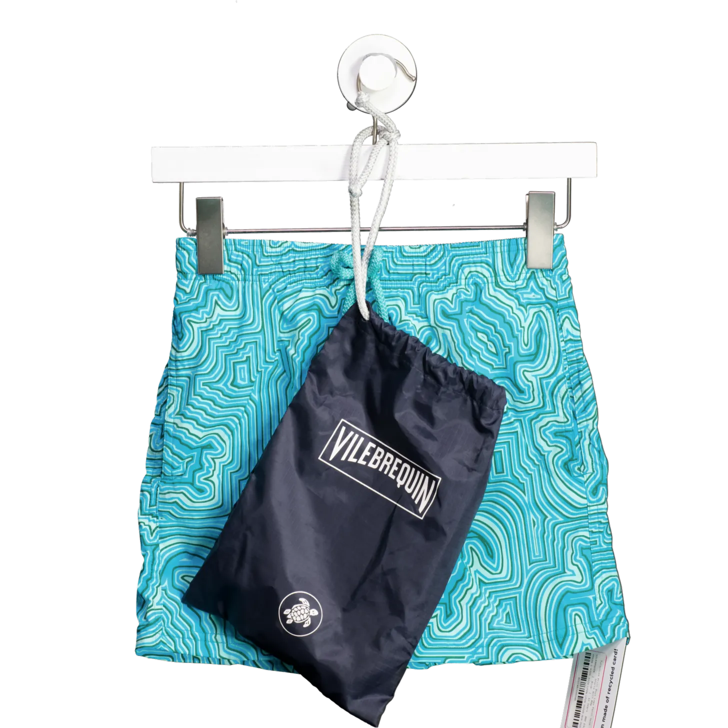 VILEBREQUIN Blue Turquoise Print Boys Logo Patch Swim Shorts With Bag 12 Years