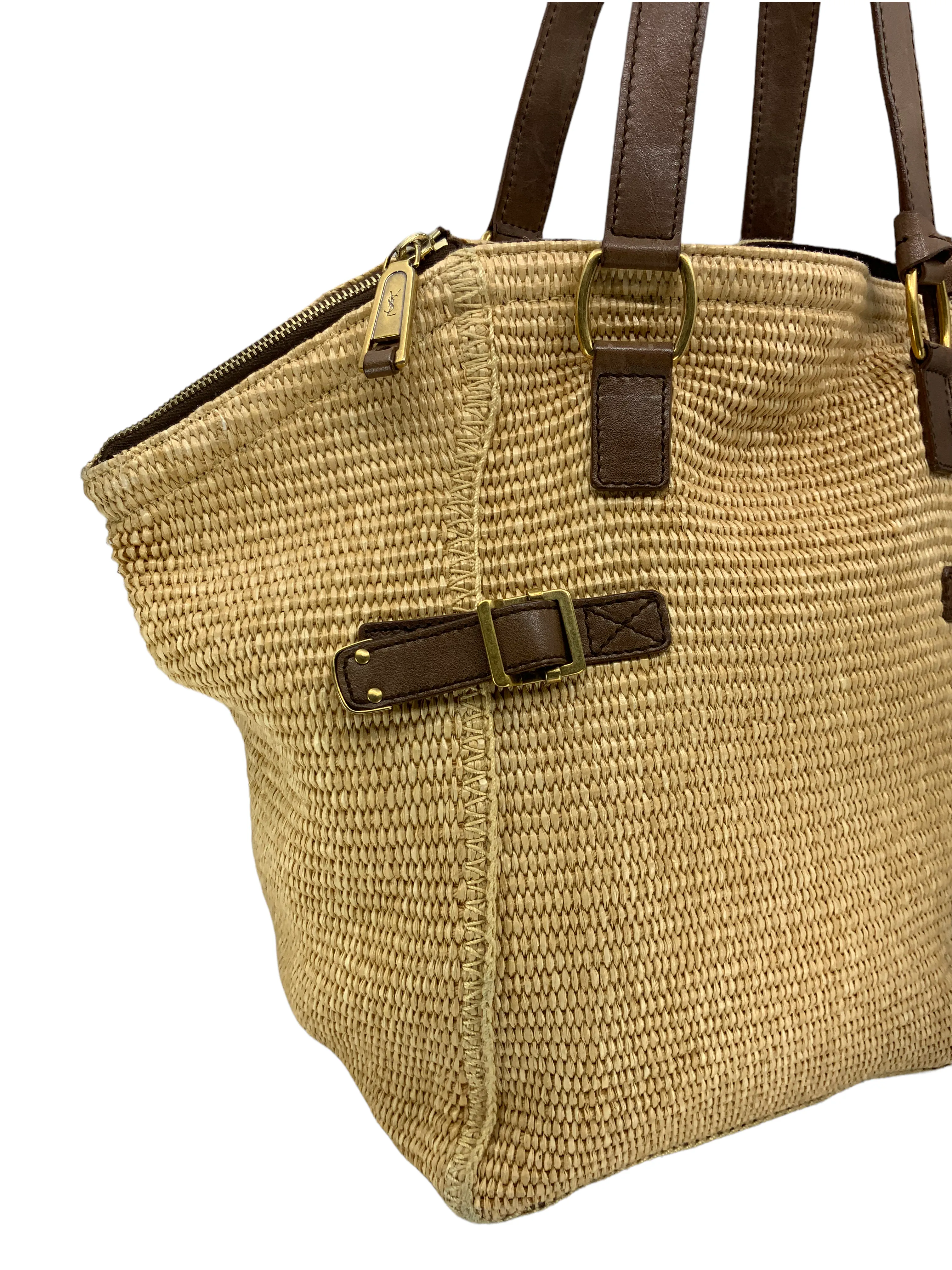 Yves Saint Laurent Raffia Downtown Straw Tote Bag